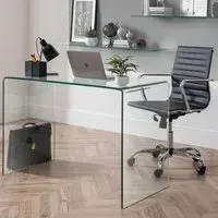Amalfi Gio Glass Desk and Swivel Office Chair - Black