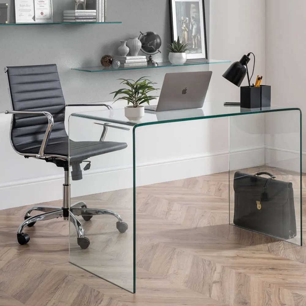 Amalfi Gio Glass Desk and Swivel Office Chair - Black image