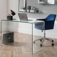 Amalfi Kahlo Glass Desk and Swivel Office Chair - Blue