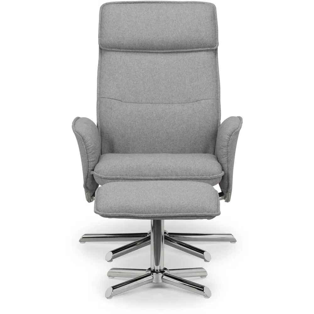 Aria Swivel Recliner Chair with Footstool - Grey, Linen