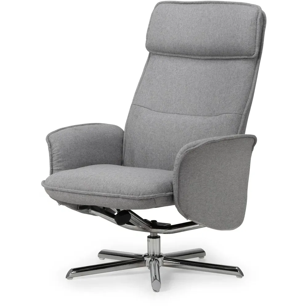 Aria Swivel Recliner Chair with Footstool - Grey, Linen