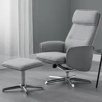 Aria Swivel Recliner Chair with Footstool - Grey, Linen