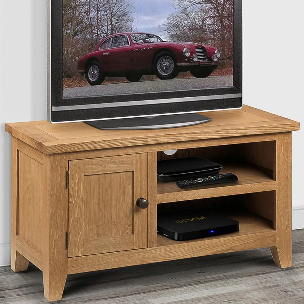 Astoria Single Door TV Unit with Storage - Oak