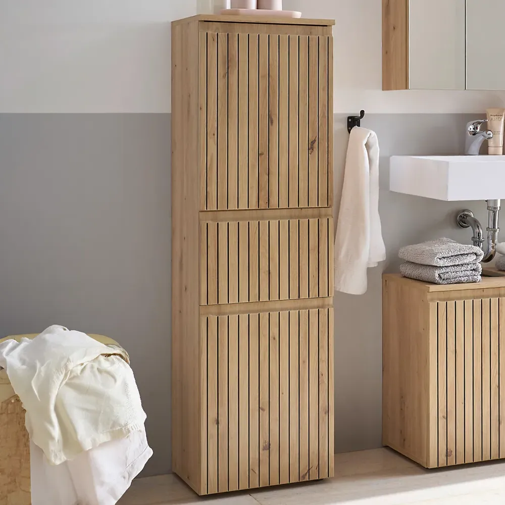 Austin Single Drawer 2 Door Narrow Cabinet - Brown image