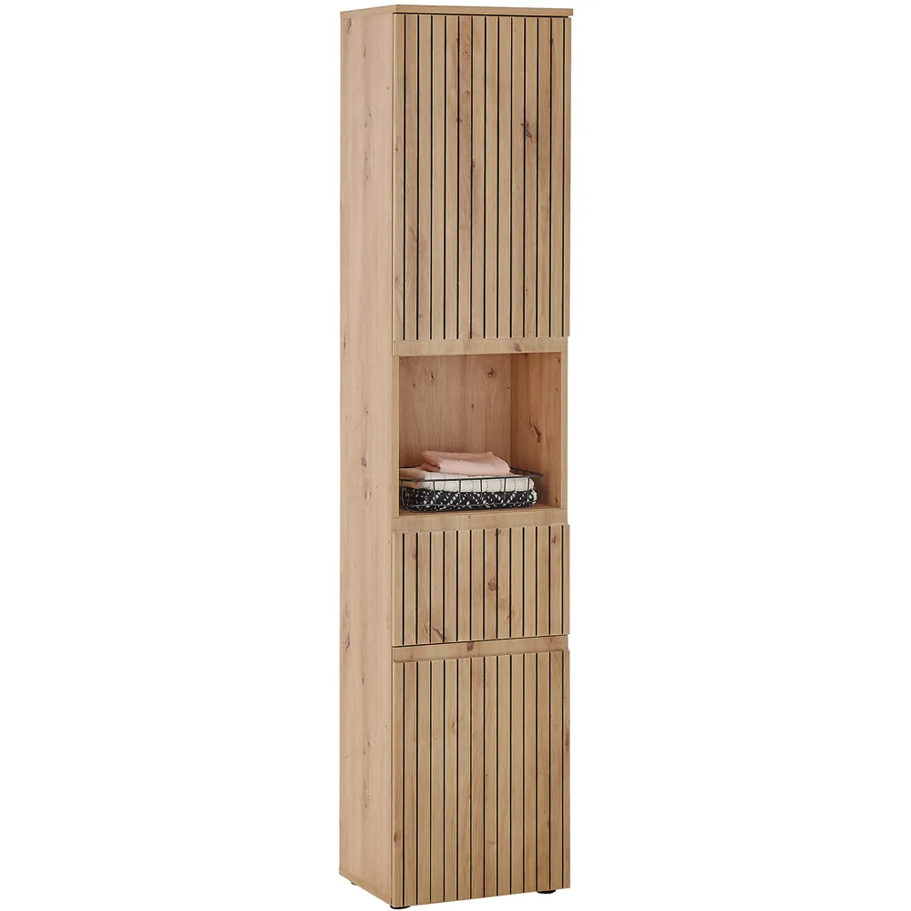 Austin Single Shelf Single Drawer 2 Door Tall Cabinet - Brown