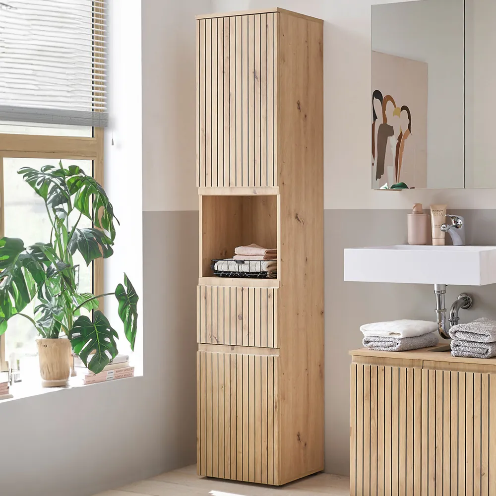 Austin Single Shelf Single Drawer 2 Door Tall Cabinet - Brown