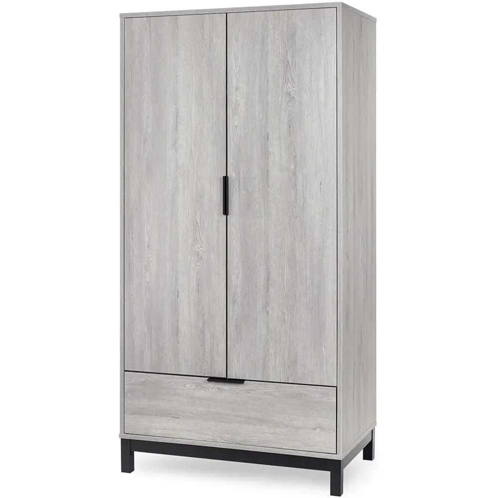 Bali 2 Door Single Drawer Wardrobe - Grey Oak