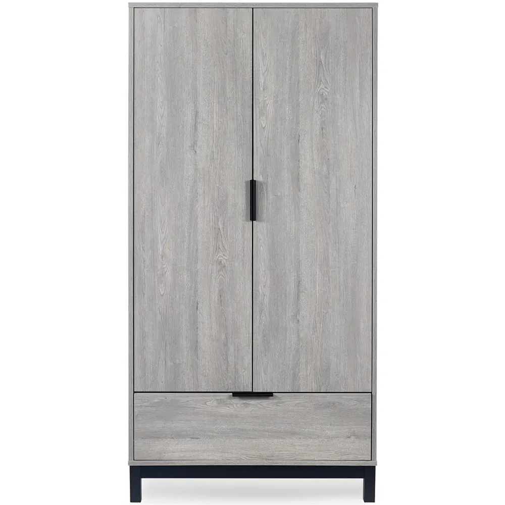 Bali 2 Door Single Drawer Wardrobe - Grey Oak