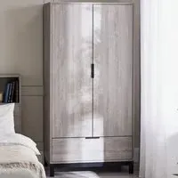 Bali 2 Door Single Drawer Wardrobe - Grey Oak