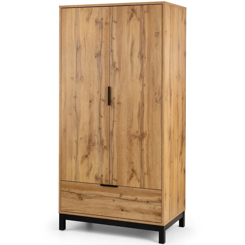 Bali 2 Door Single Drawer Wardrobe - Light Oak