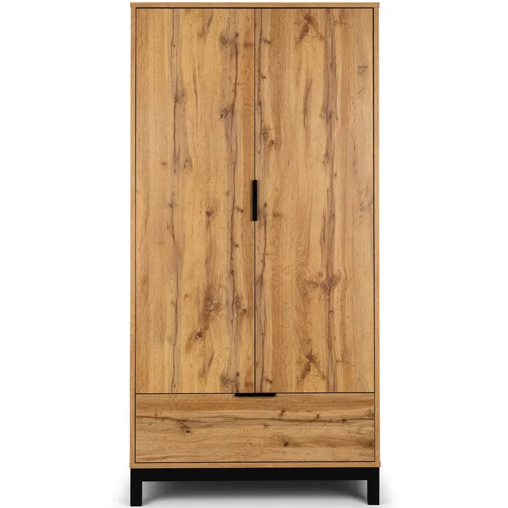 Bali 2 Door Single Drawer Wardrobe - Light Oak