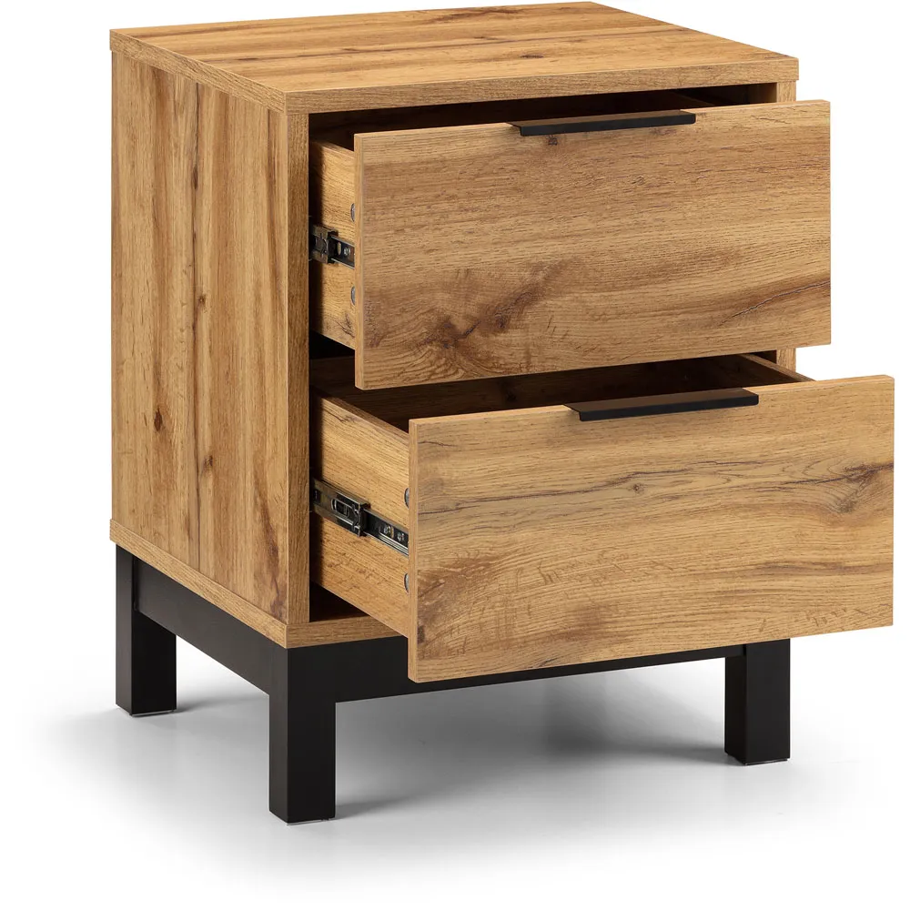Bali 2 Drawer Bedside Table - Oak