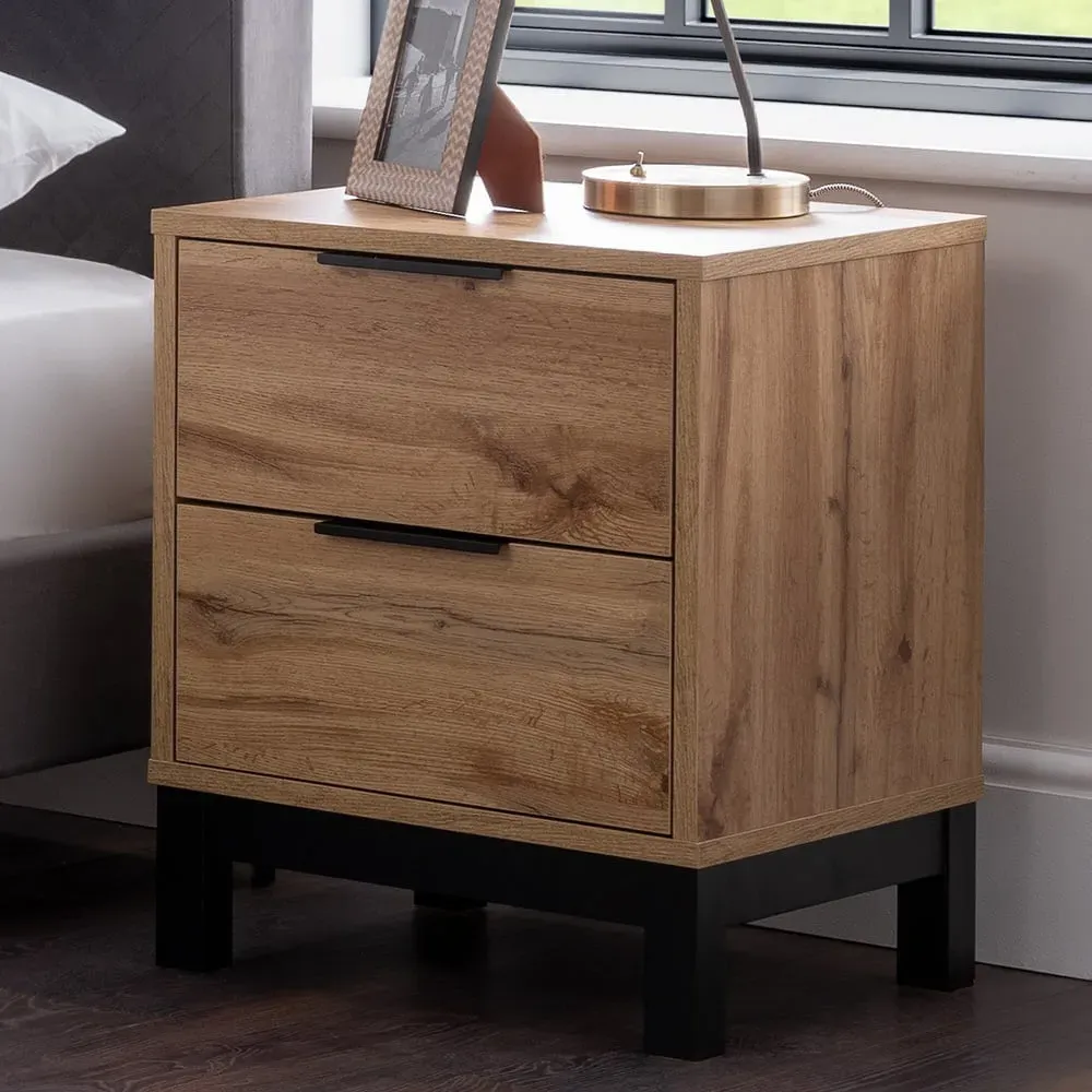 Bali 2 Drawer Bedside Table - Oak