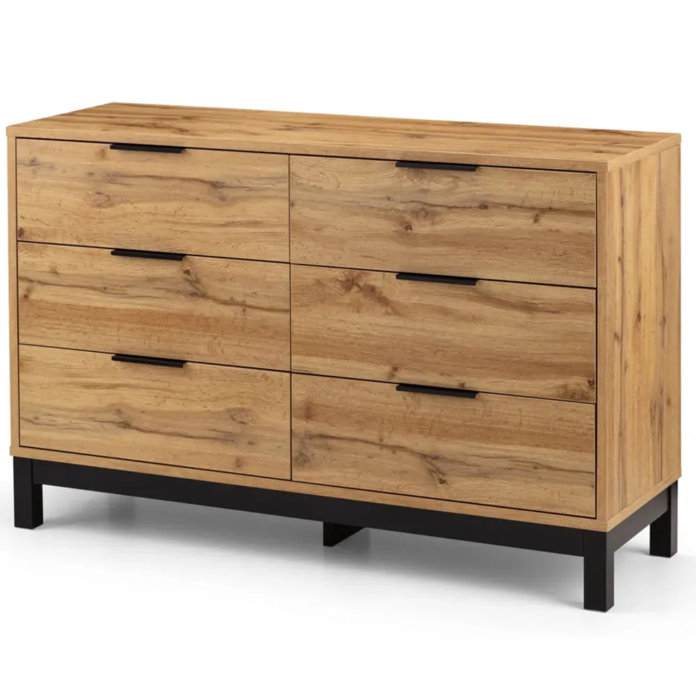 Bali 6 Drawer Wide Chest of Drawers - Oak