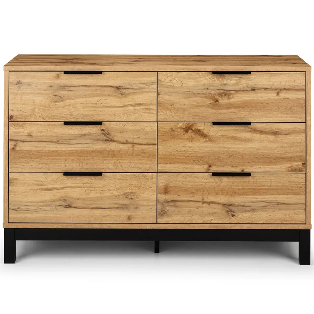 Bali 6 Drawer Wide Chest of Drawers - Oak