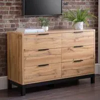 Bali 6 Drawer Wide Chest of Drawers - Oak