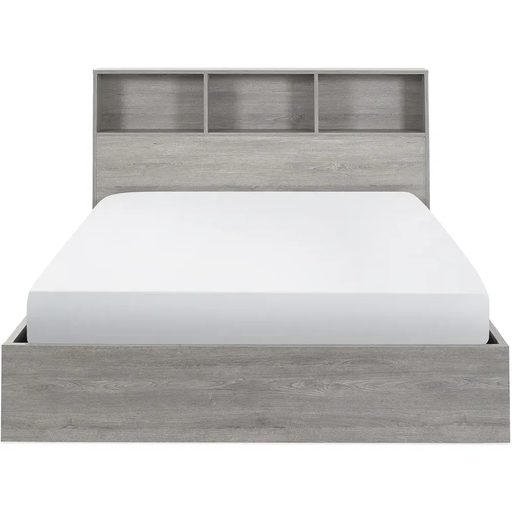 Bali Double Storage Ottoman Bed - Grey Oak