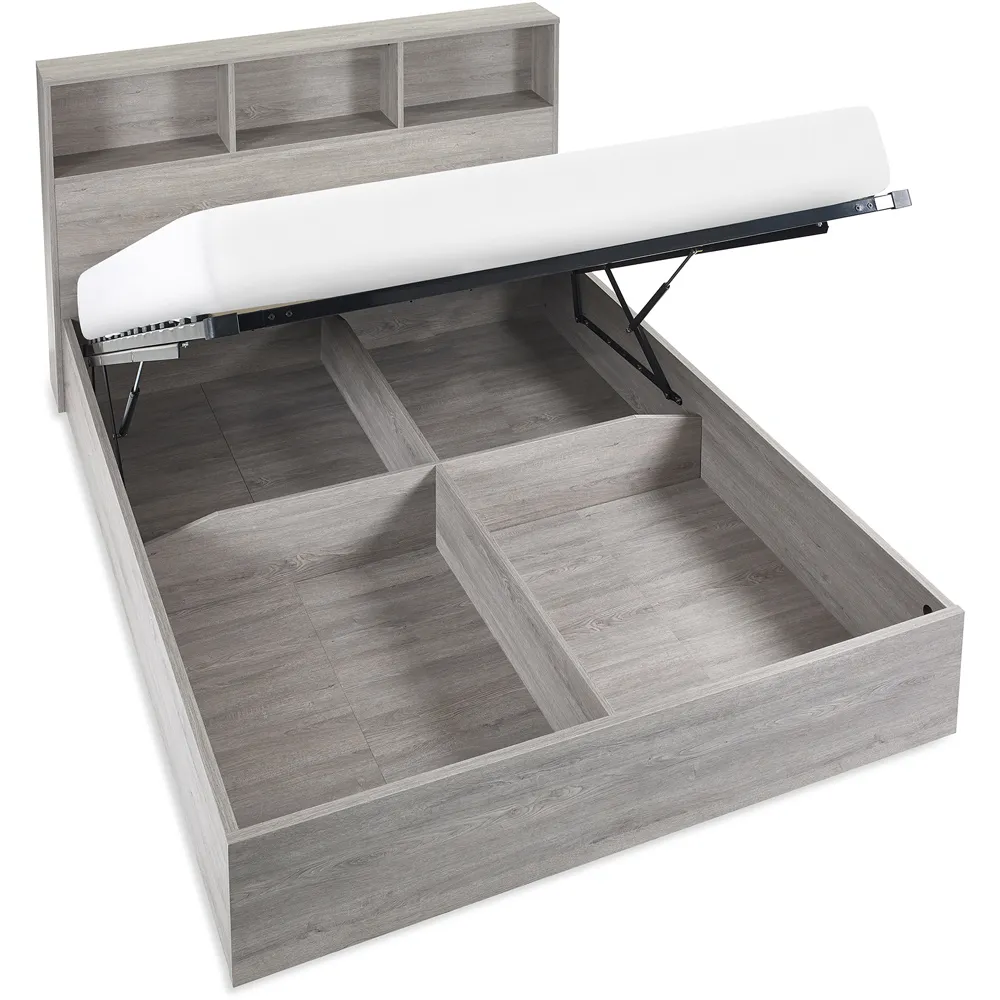 Bali Double Storage Ottoman Bed - Grey Oak