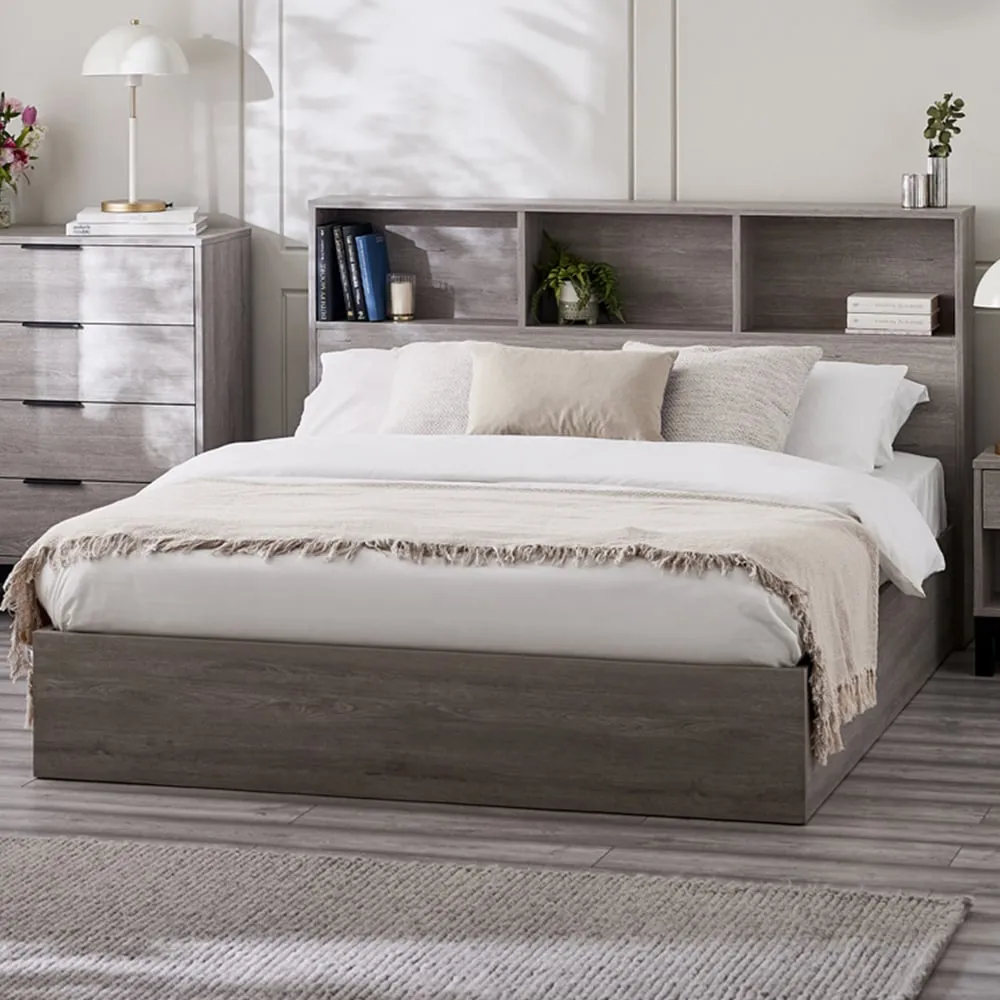 Bali King Size Storage Ottoman Bed - Grey Oak image