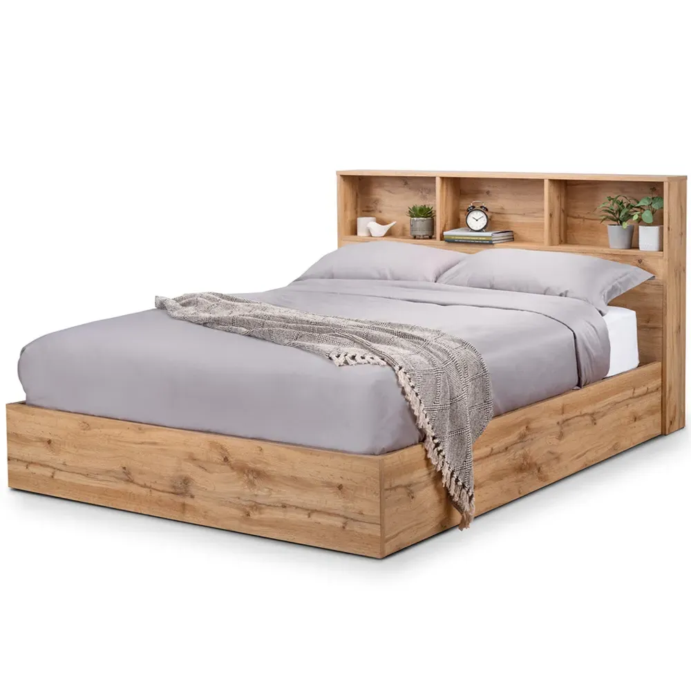 Bali King Size Storage Ottoman Bed - Light Oak