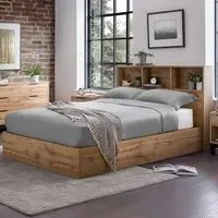 Bali King Size Storage Ottoman Bed - Light Oak