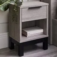 Bali Single Drawer Bedside Table - Grey Oak