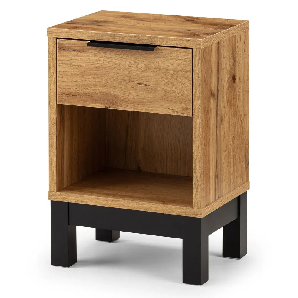 Bali Single Drawer Bedside Table - Oak