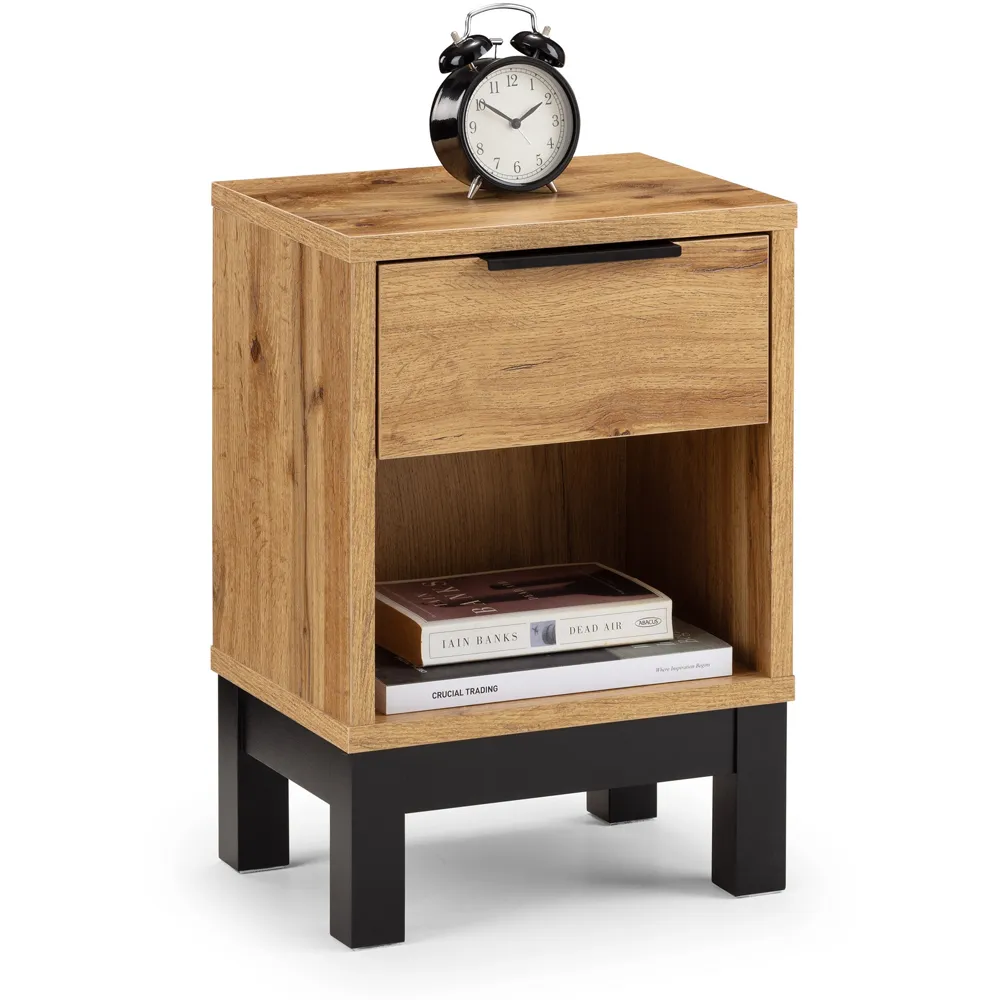 Bali Single Drawer Bedside Table - Oak