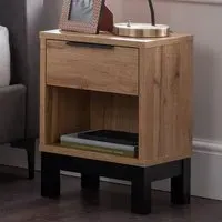 Bali Single Drawer Bedside Table - Oak
