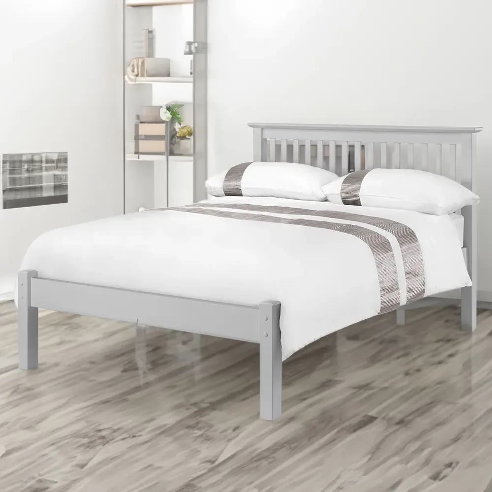 Barcelona Double Bed Frame - Grey, Pine