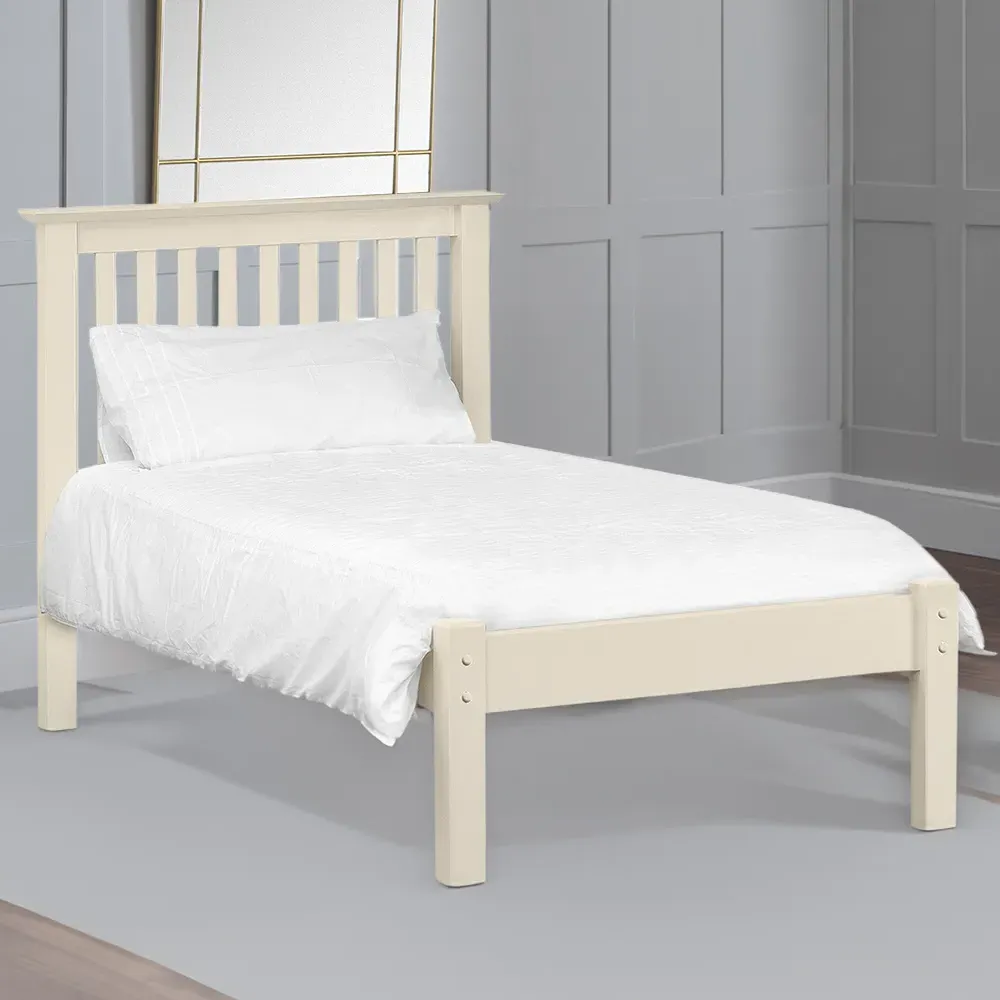 Barcelona Single Bed Frame - White, Pine