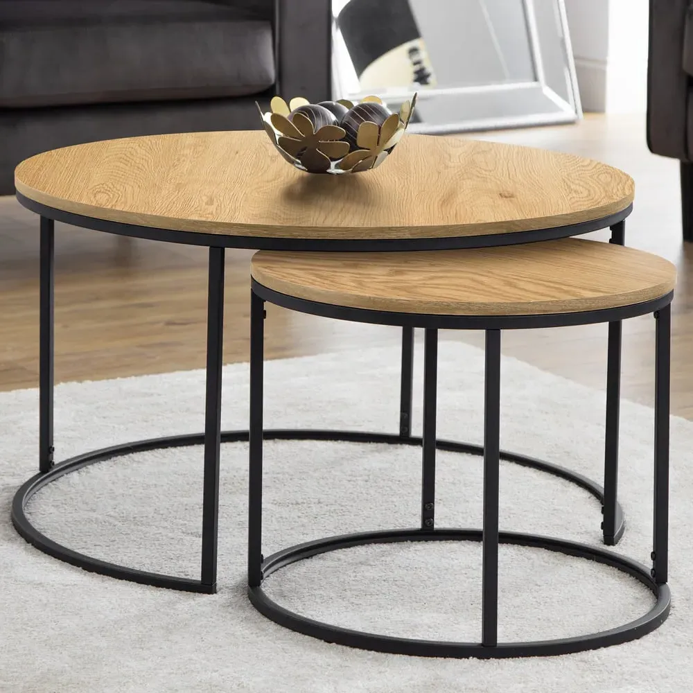 Bellini Round Nest of Tables Set of 2 - Oak image