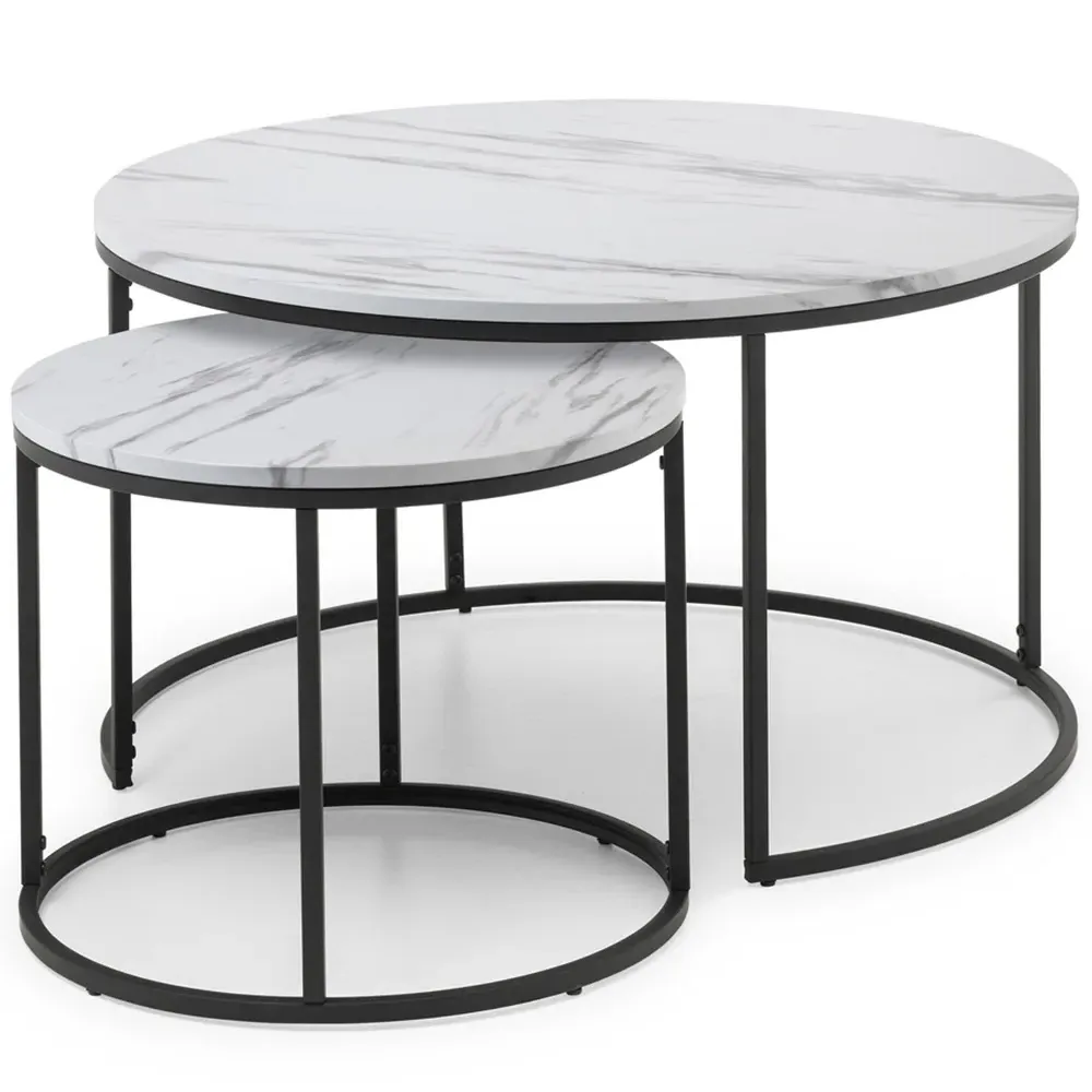 Bellini Round Nest of Tables Set of 2 - White Marble