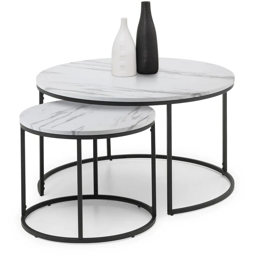 Bellini Round Nest of Tables Set of 2 - White Marble
