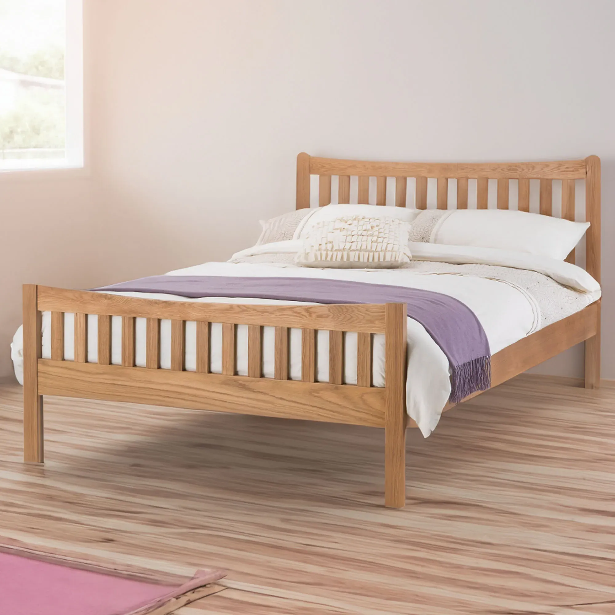 Bergamo King Size Bed Frame - White Oak