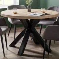 Berwick 4-Seater Round Dining Table - Black, Oak