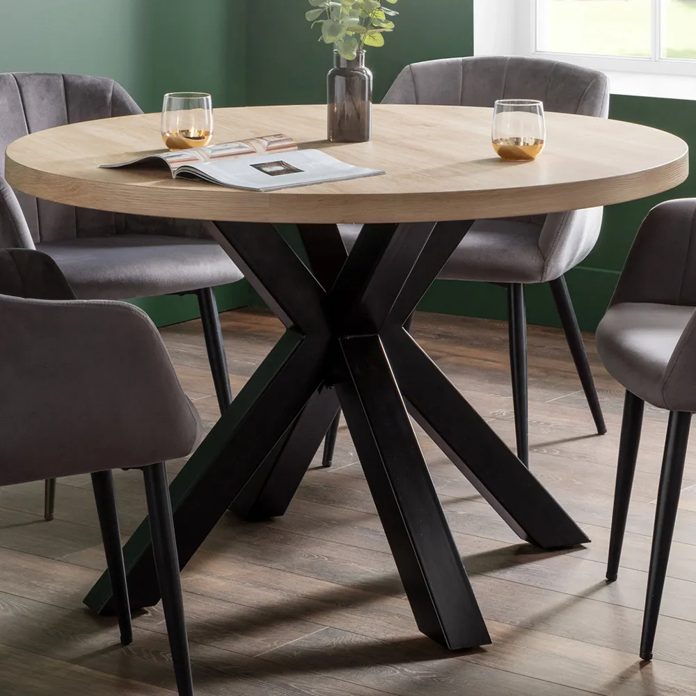 Berwick 4-Seater Round Dining Table - Black, Oak