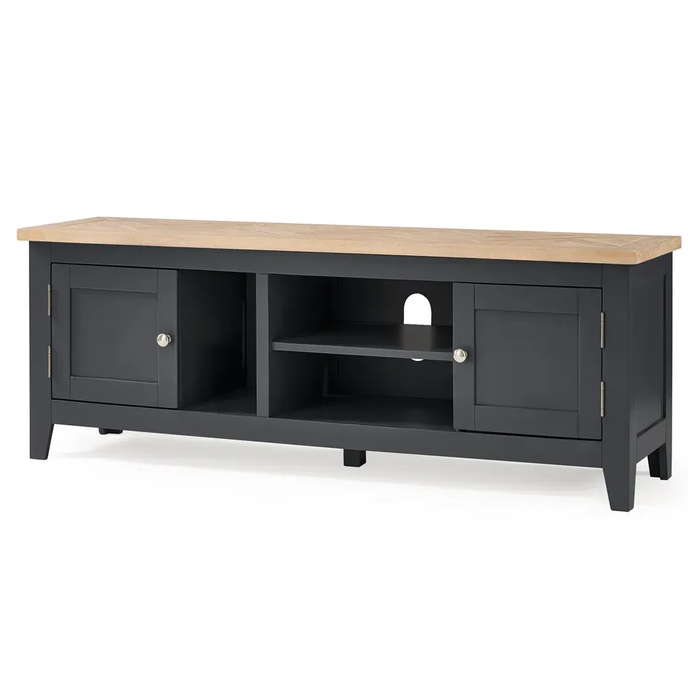 Bordeaux 2 Door TV Unit with Shelves - Dark Grey