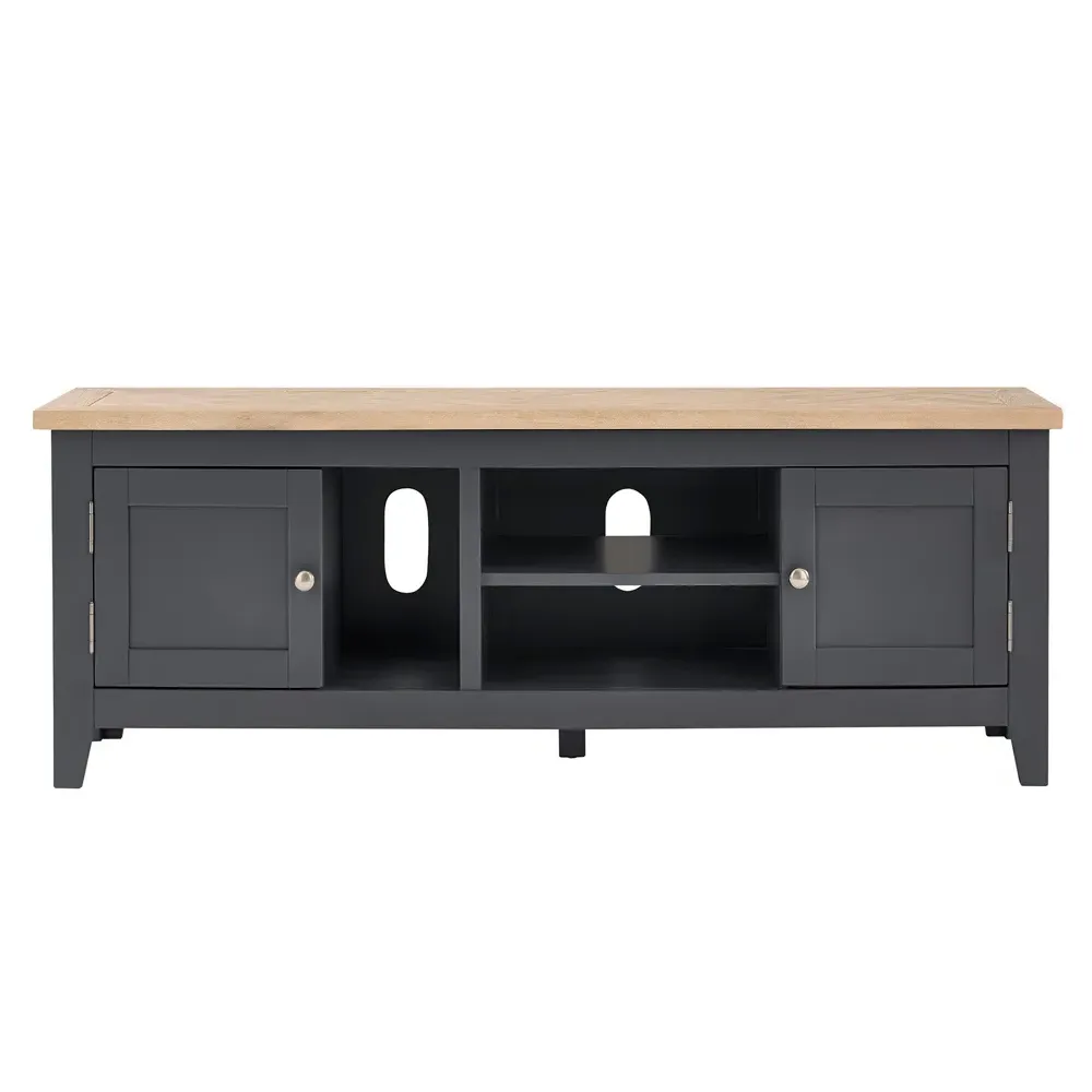 Bordeaux 2 Door TV Unit with Shelves - Dark Grey