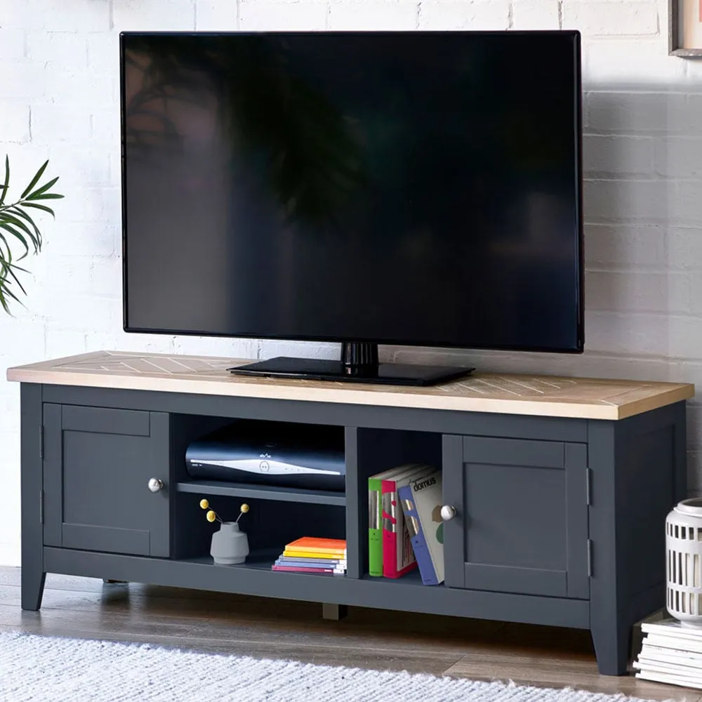 Bordeaux 2 Door TV Unit with Shelves - Dark Grey