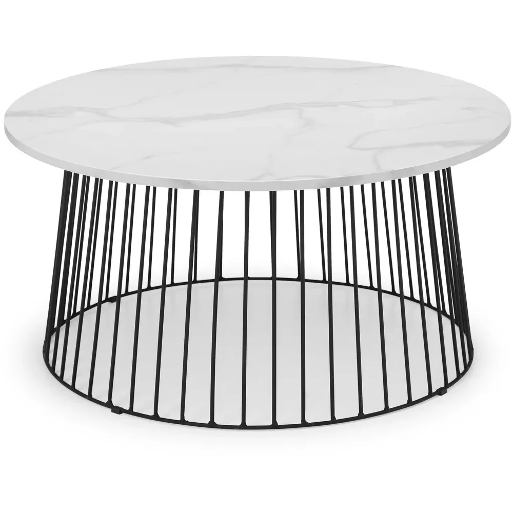 Broadway Round Coffee Table - White, Marble