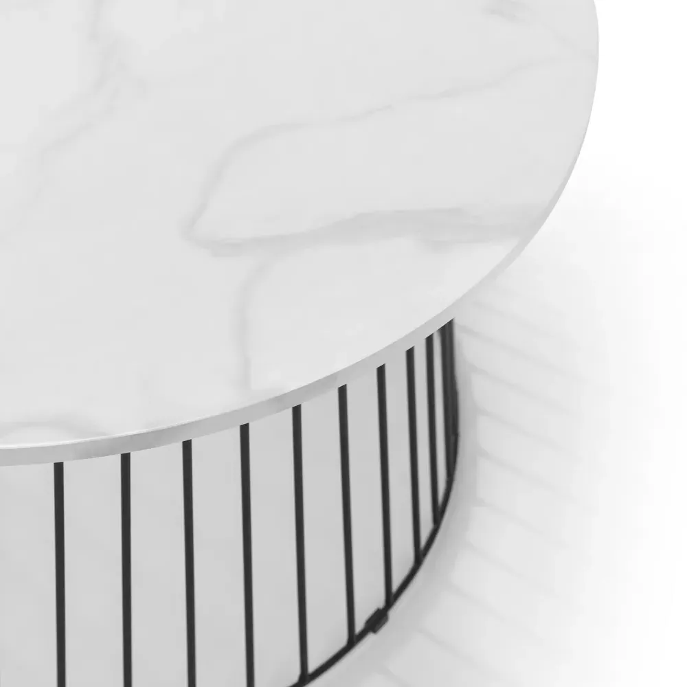 Broadway Round Coffee Table - White, Marble