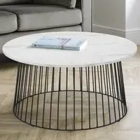 Broadway Round Coffee Table - White, Marble