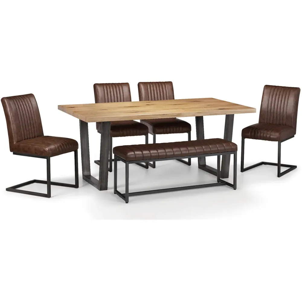 Brooklyn 2-Seater Dining Bench - Brown, Faux Leather