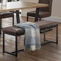 Brooklyn 2-Seater Dining Bench - Brown, Faux Leather