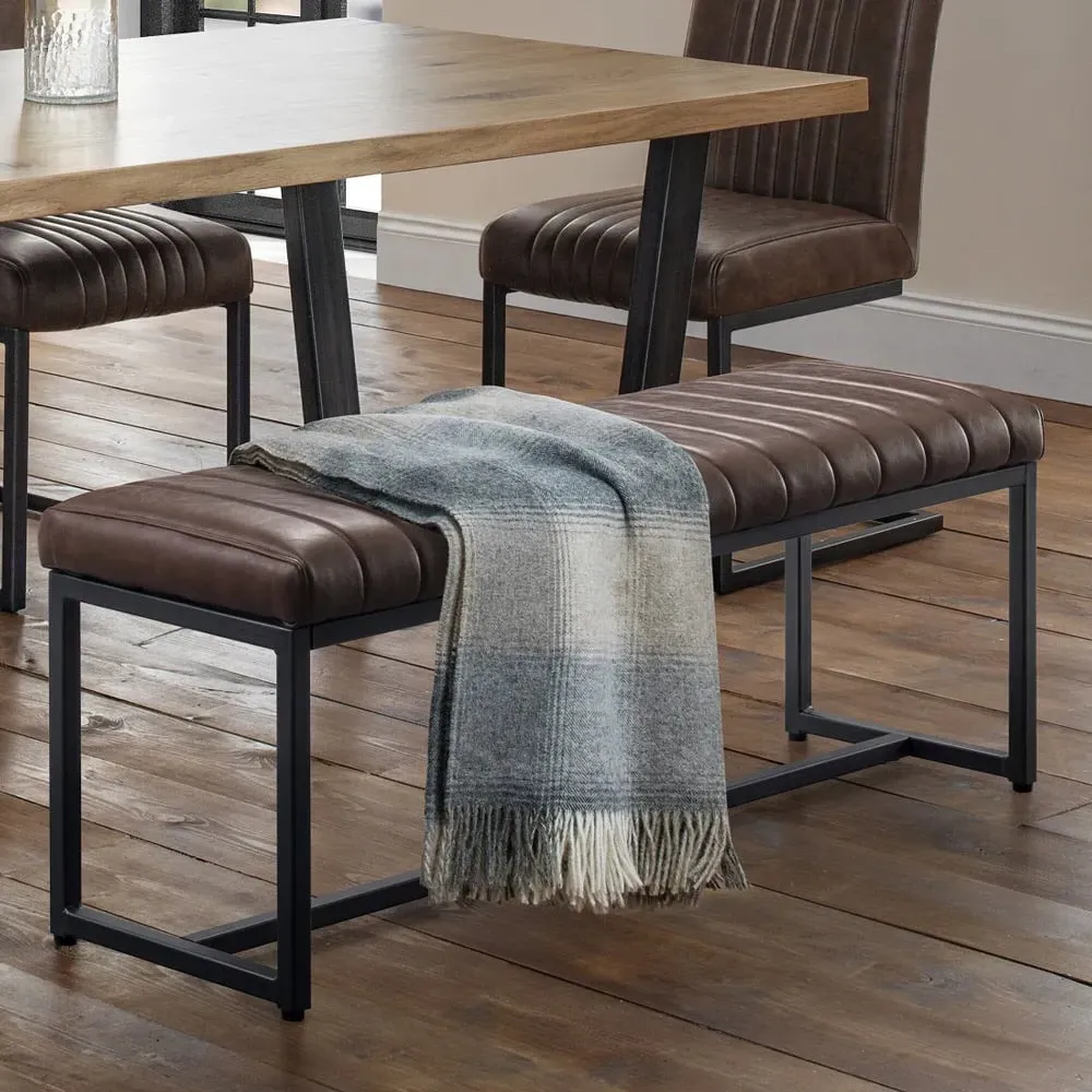 Brooklyn 2-Seater Dining Bench - Brown, Faux Leather image