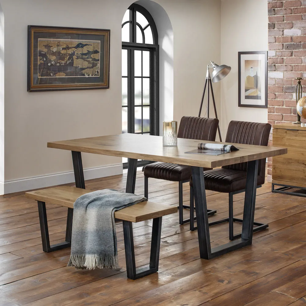 Brooklyn 2-Seater Dining Bench - Brown, Oak