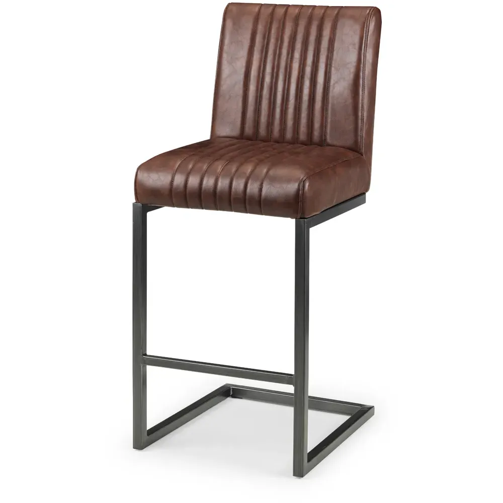 Brooklyn Bar Stool Set of 2 - Brown, Faux Leather