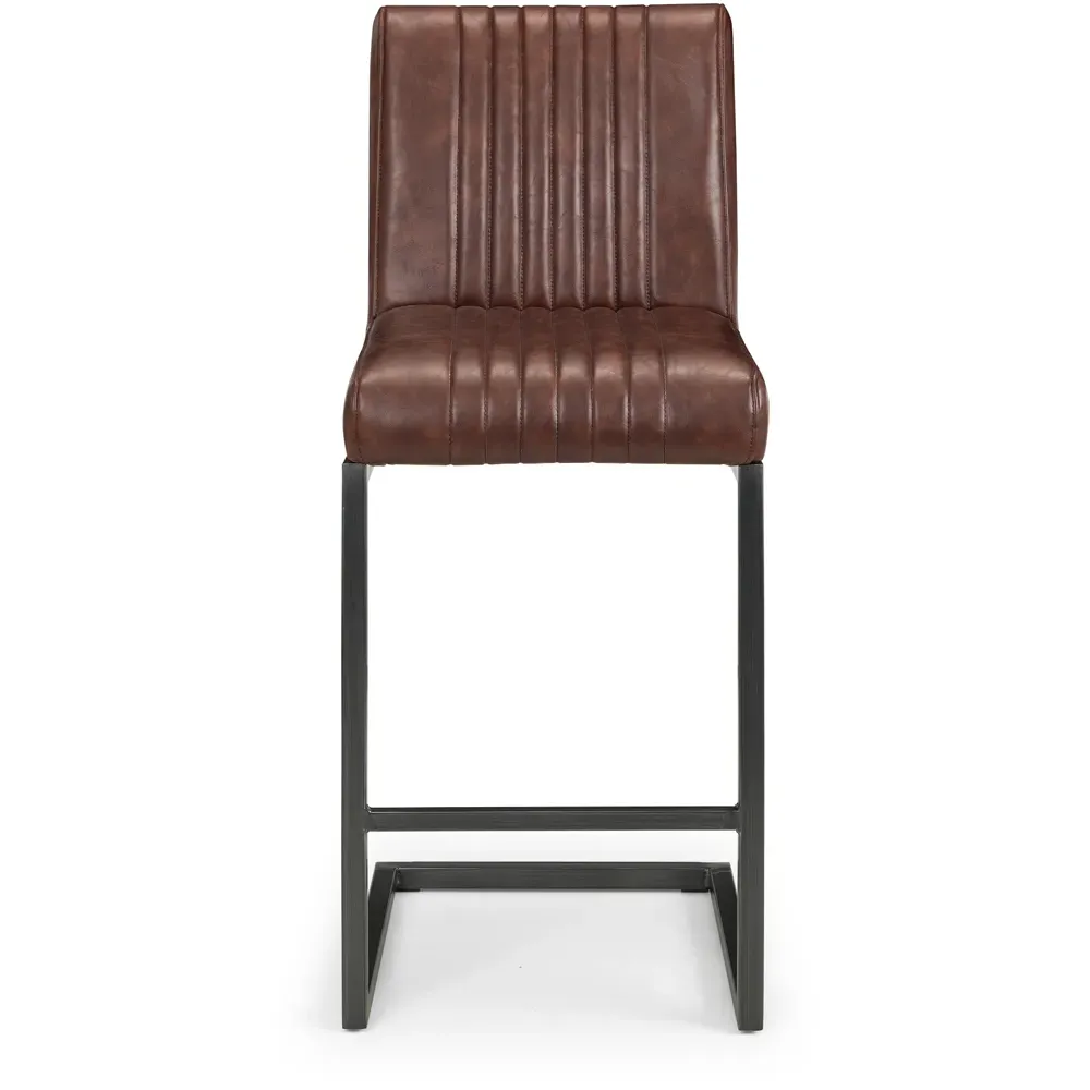 Brooklyn Bar Stool Set of 2 - Brown, Faux Leather