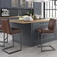 Brooklyn Bar Stool Set of 2 - Brown, Faux Leather